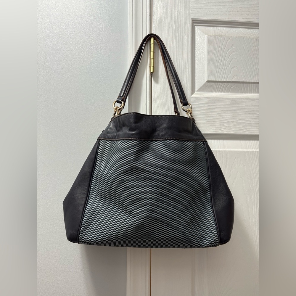 Pre-owned Triple Compartment Coach Lexy Legacy Shoulder Bag Navy - Picture 2 of 13